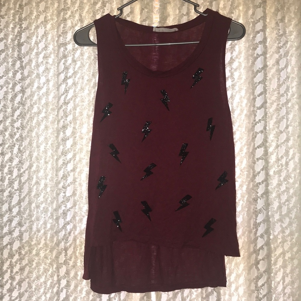 Red high low lightening tank top